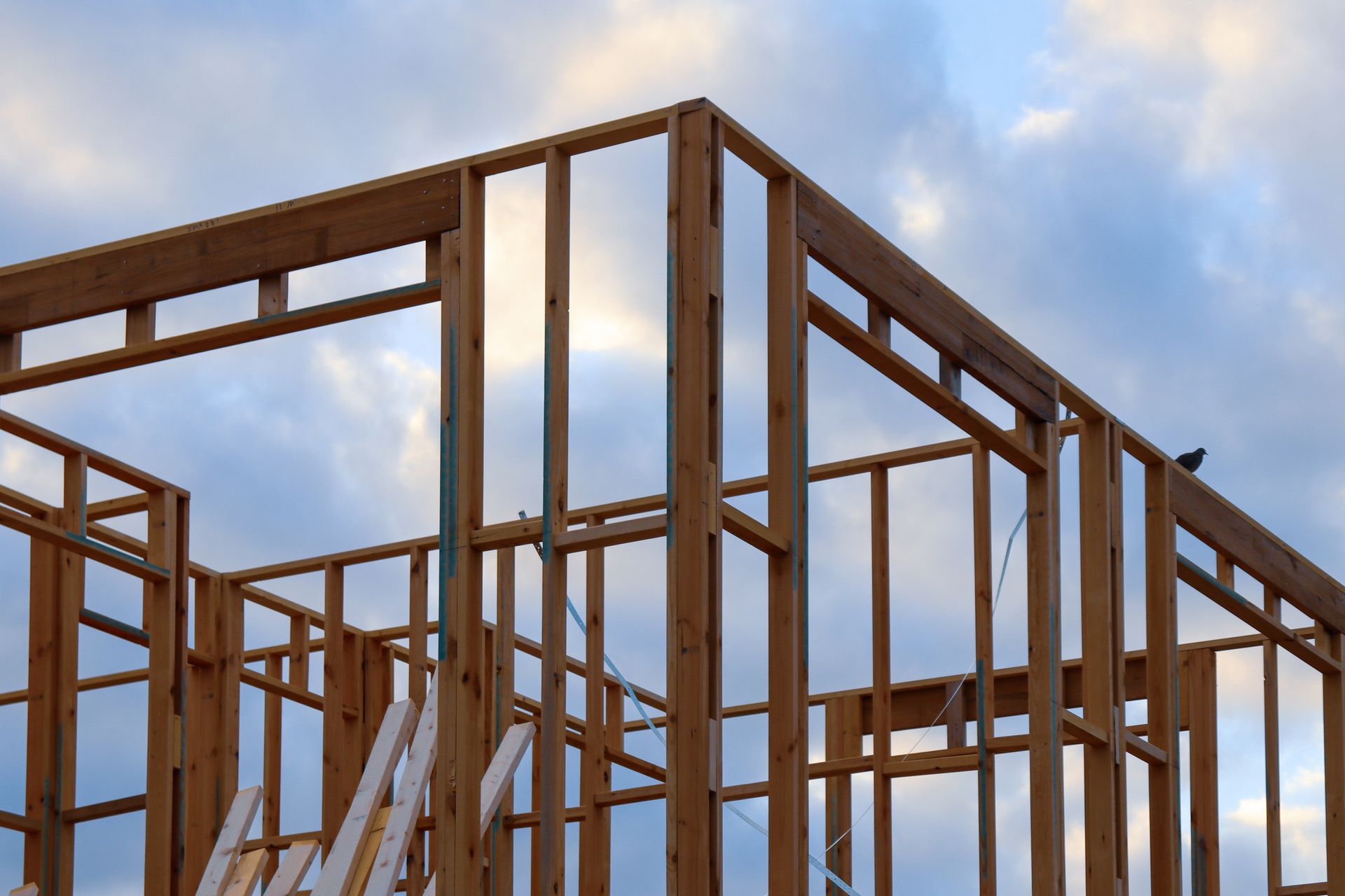 Wood-framed second-storey home addition under construction